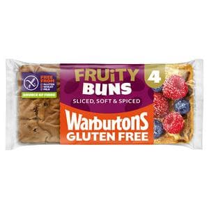 Warburtons Gluten Free Cinnamon & Raisin Sliced Fruity Buns x4