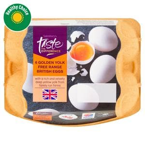 Sainsbury's Golden Yolk Free Range British Eggs, Taste the Difference x6 328g