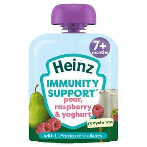 Heinz Baby Food Pear, Raspberry & Yoghurt Immunity Support Fruit 7+ Months Pouch 85g