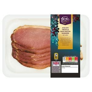 Sainsbury's 6 x Dry Cured Black Treacle Back Bacon Rashers, Taste the Difference 220g
