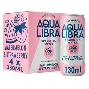 Aqua Libra Infused with Watermelon & Strawberry Sparkling Water 4 x 330ml