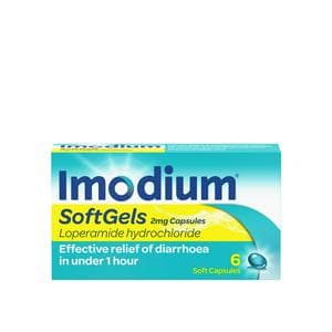 Imodium 6 x 2mg Soft Gels Loperamide Effective Diarrhea Relief Capsules