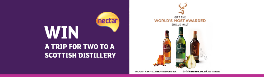 Win trip for 2 to Glenfiddich distillery with a registered nectar card