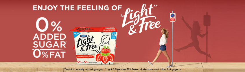 Enjoy the feeling of Light & Free Greek-style yogurt.