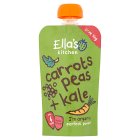 Ella's Kitchen Organic Carrots, Peas and Kale Baby Pouch 4+ Months 120g