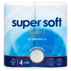 Sainsbury's Super Soft Toilet Tissue, Quilted x4 Rolls
